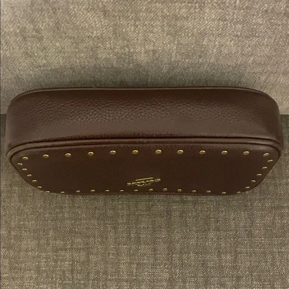 Coach Maple(dark brown) Sadie Pebbled Leather Crossbody with Gold Rivets - Picture 7 of 16